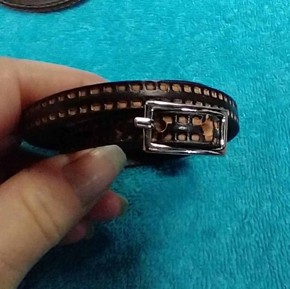 Brown Faux Leather Wrap Buckle Bracelet